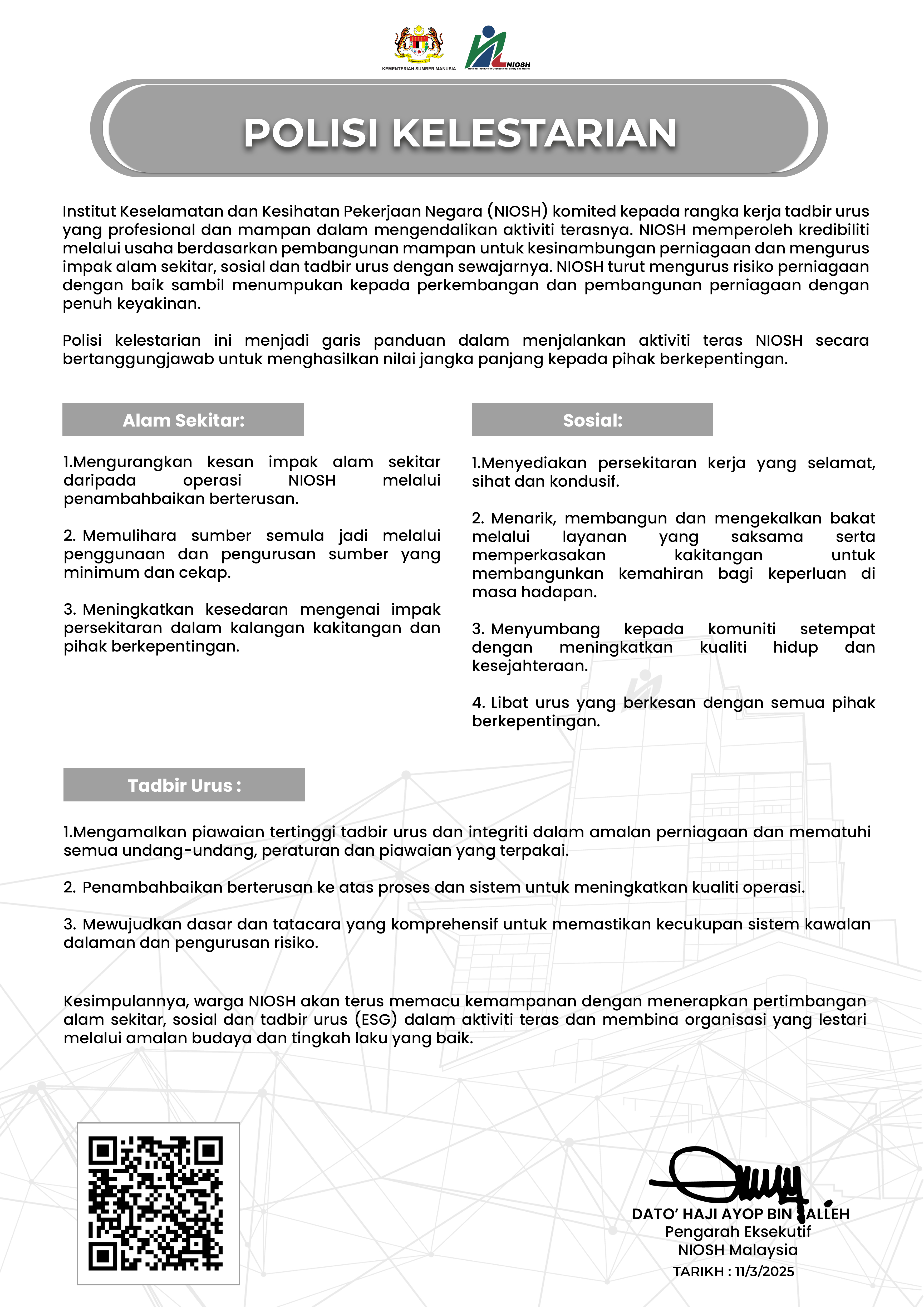 polisi kelestarian 2025